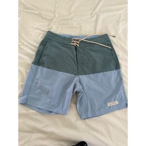 Fair Harbor Mens Board Shorts Blue Green Colorblock Swim Trunks Size 30